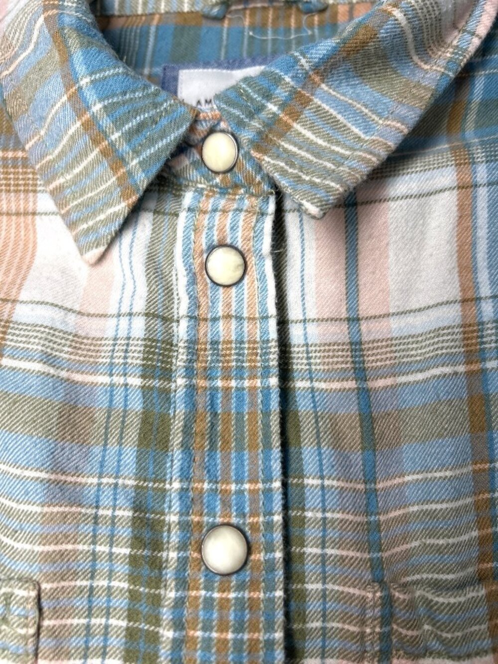 American Eagle Plaid Flannel Shirt Sz XS Pearl Snap Grunge Longsleeve Streetwear - Picture 3 of 14